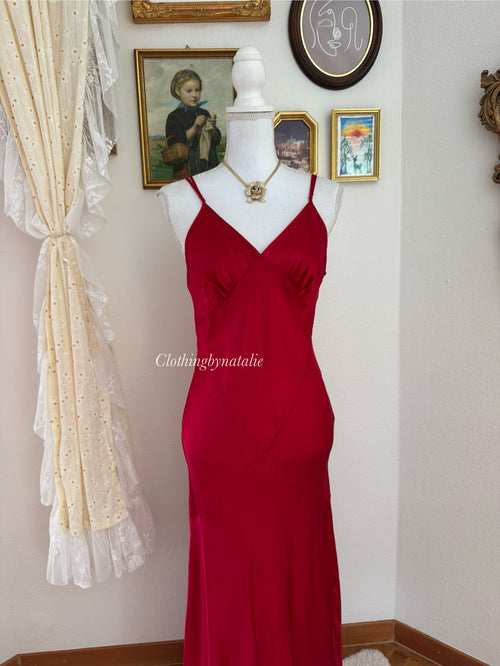 VS 100% Silk Red Maxi Dress (size M)