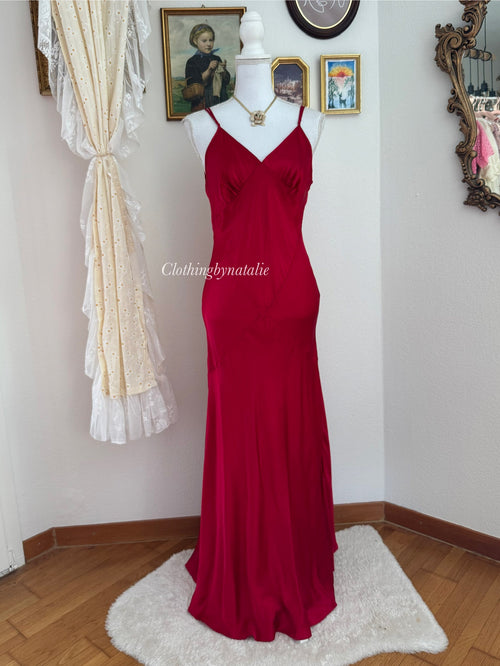 VS 100% Silk Red Maxi Dress (size M)