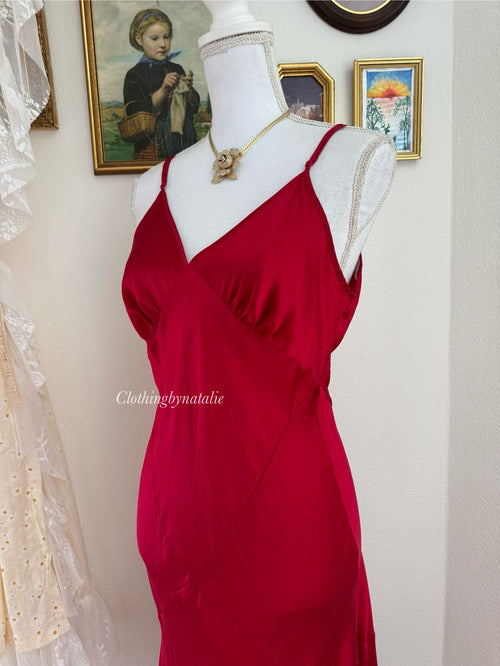 VS 100% Silk Red Maxi Dress (size M)
