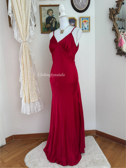 VS 100% Silk Red Maxi Dress (size M)