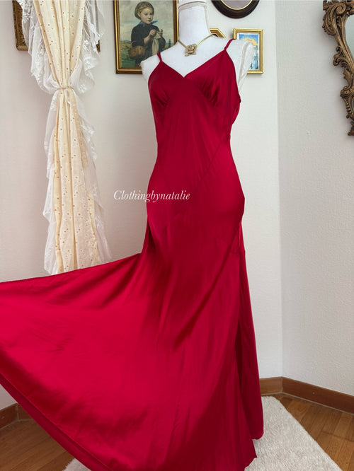 VS 100% Silk Red Maxi Dress (size M)