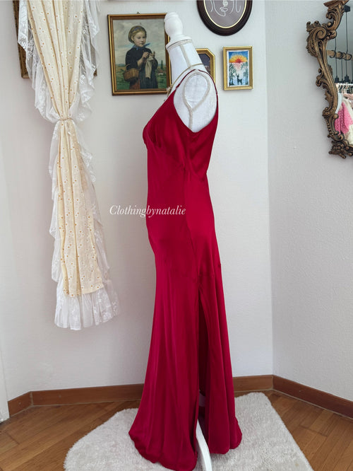 VS 100% Silk Red Maxi Dress (size M)