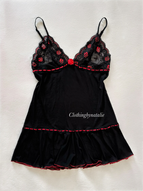 Whimsical Black Mesh Slip Size S