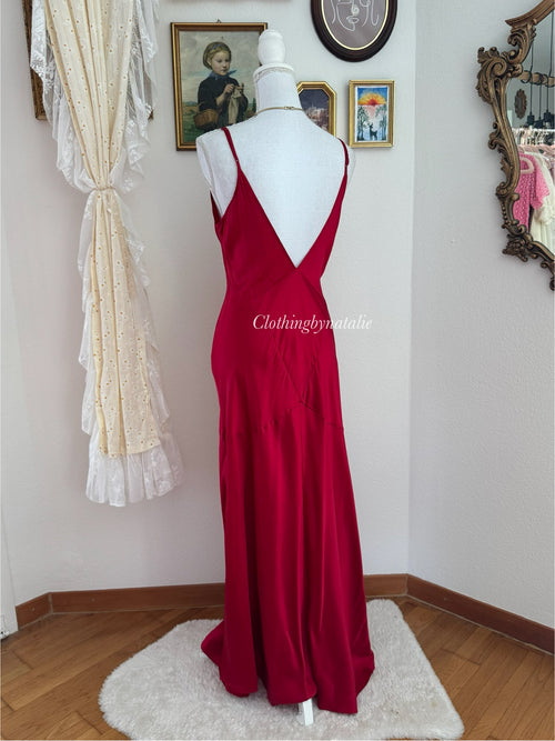 VS 100% Silk Red Maxi Dress (size M)