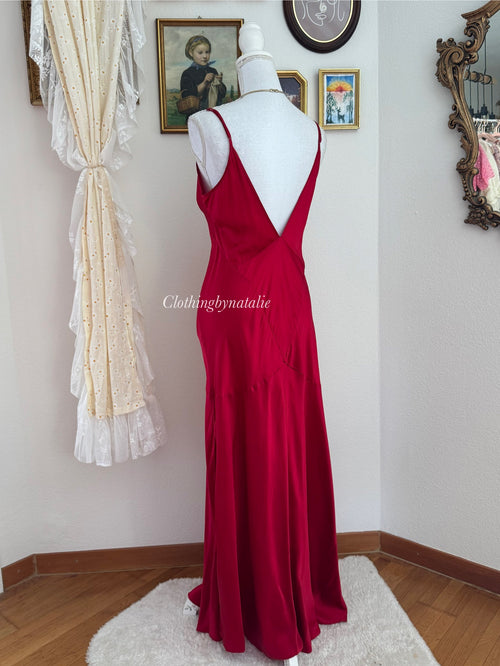 VS 100% Silk Red Maxi Dress (size M)