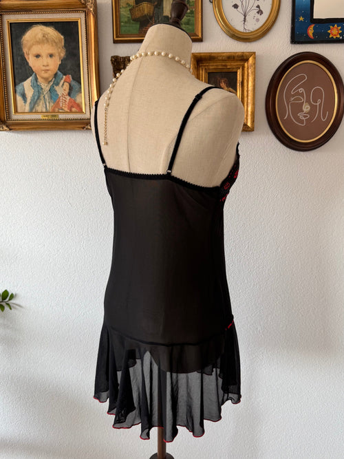 Whimsical Black Mesh Slip Size S