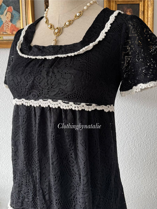 Cute Black Knit Babydoll Dress Size S