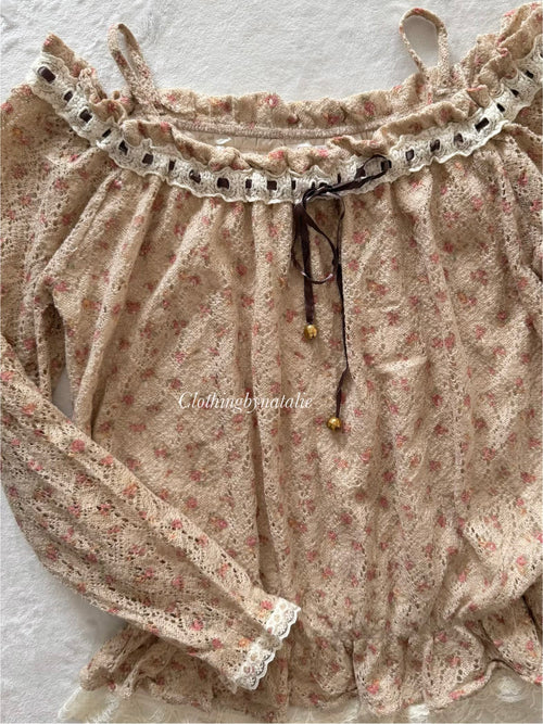 Coquette Knit Lace Blouse Size S