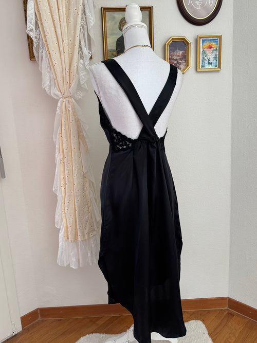 Intimate Concepts by Terry Ruso Black Satin Peignoir Set (size S/M)