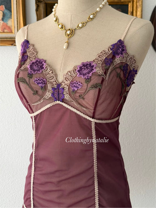 Dark Purple Mesh Slip Dress Size S
