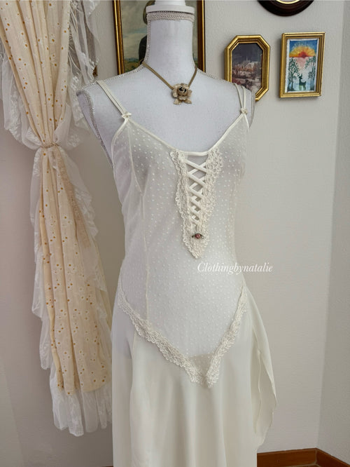 California Dynasty Pearl Chiffon Peignoir Set (size L)