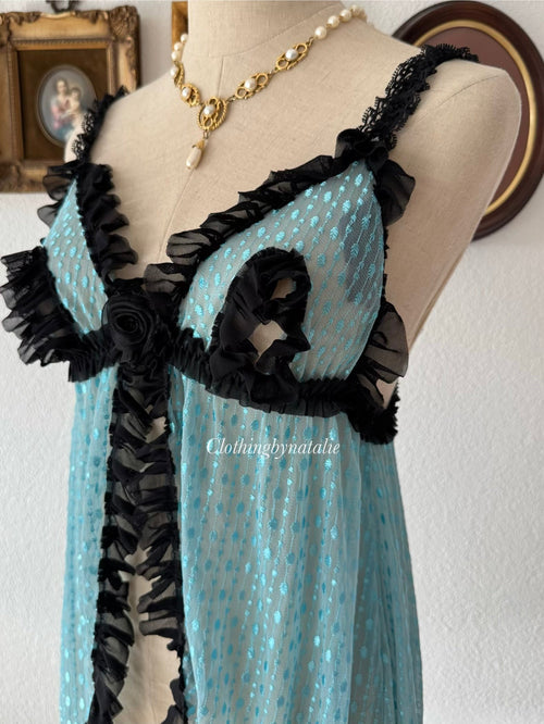 Blue Mesh Babydoll Size M