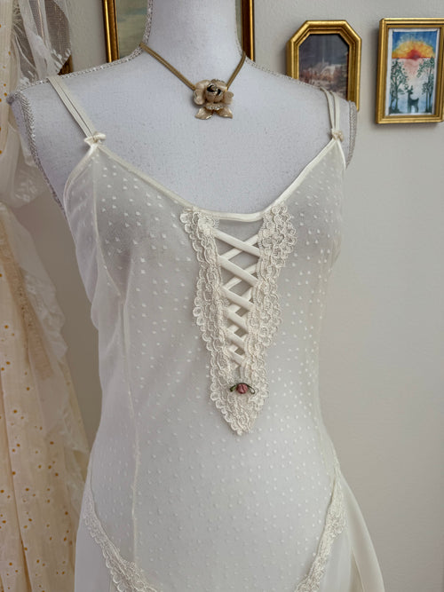 California Dynasty Pearl Chiffon Peignoir Set (size L)