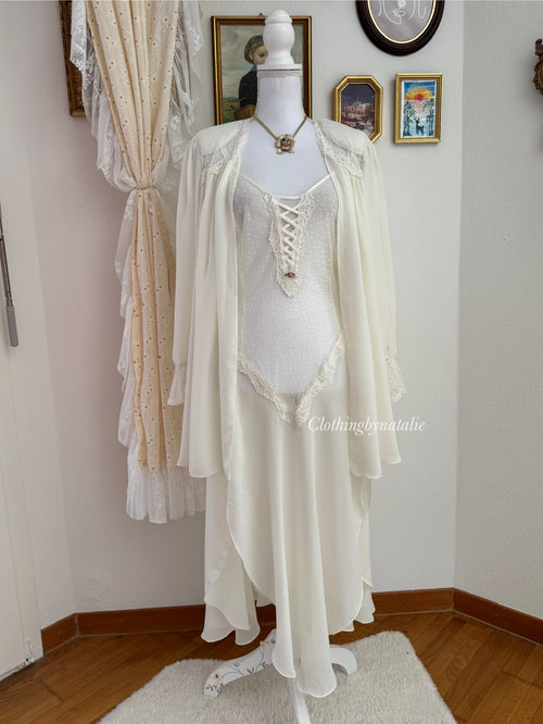 California Dynasty Pearl Chiffon Peignoir Set (size L)