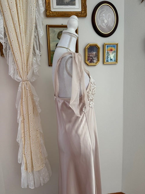 Just Flora Rose Gold Satin Peignoir Set (size M)