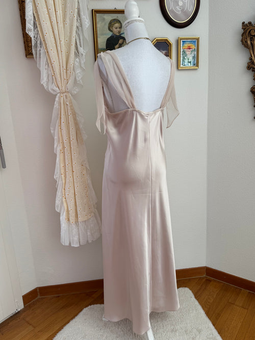 Just Flora Rose Gold Satin Peignoir Set (size M)