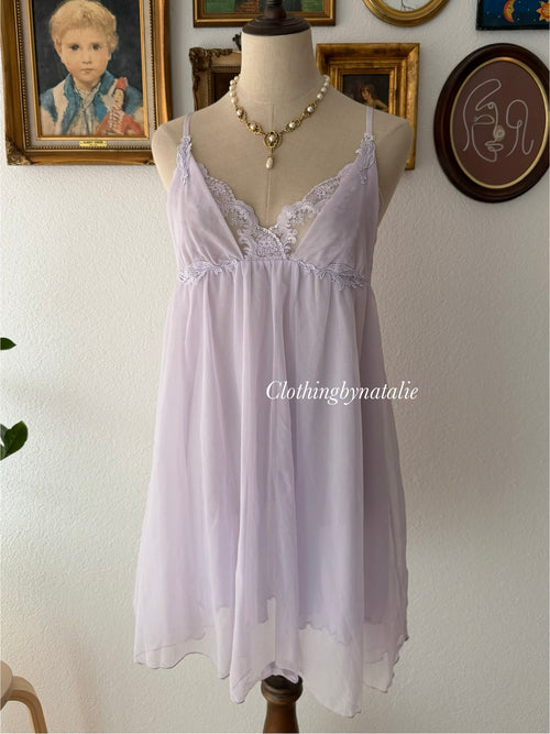 Purple Stretchy Mesh Babydoll Size M