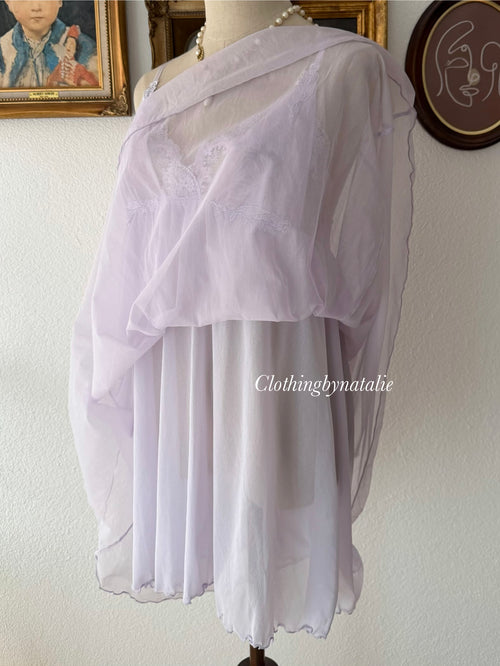 Purple Stretchy Mesh Babydoll Size M