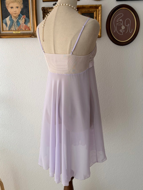 Sheer Purple Chiffon Lace Babydoll Size S