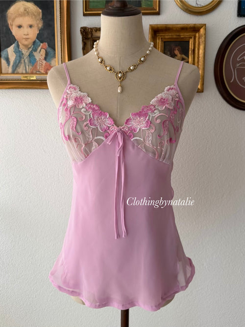 Lila Embroidery Chiffon Cami Size M