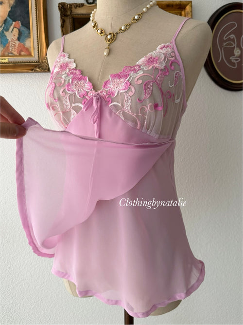 Lila Embroidery Chiffon Cami Size M