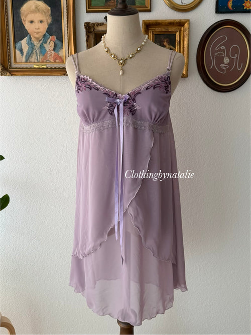 Sheer Purple Chiffon Babydoll size S