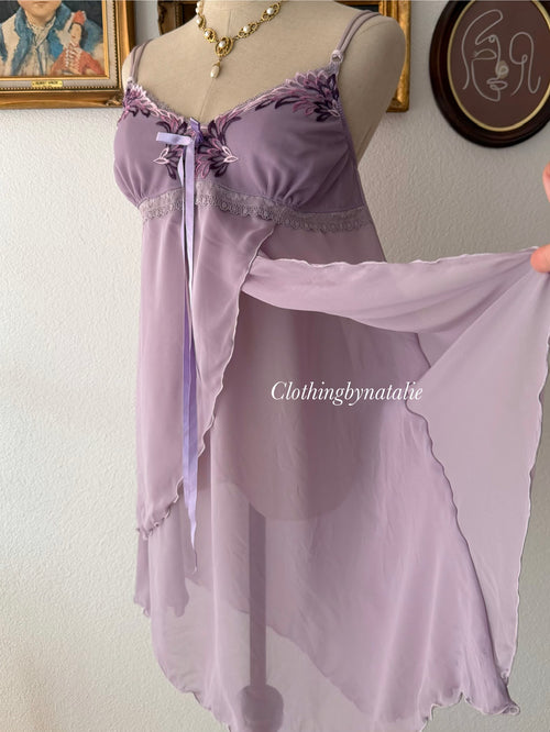 Sheer Purple Chiffon Babydoll size S