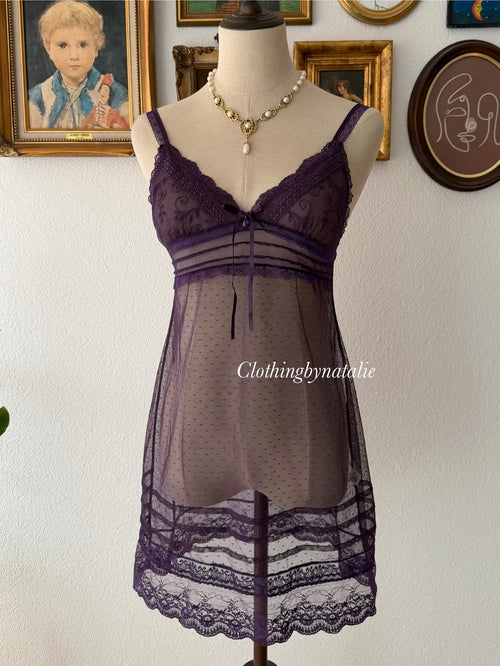 Dark Purple Lace Mini Dress Size S