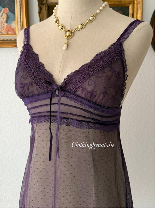 Dark Purple Lace Mini Dress Size S