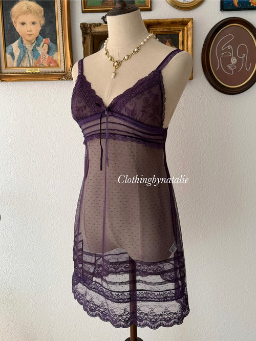 Dark Purple Lace Mini Dress Size S