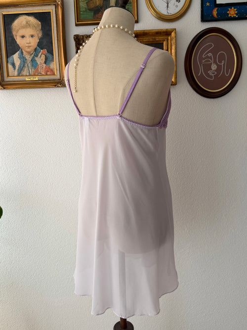Romantic Lila Lace Chiffon Slip Dress Size S