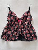 Japanese Black Floral Chiffon Babydoll Size XL