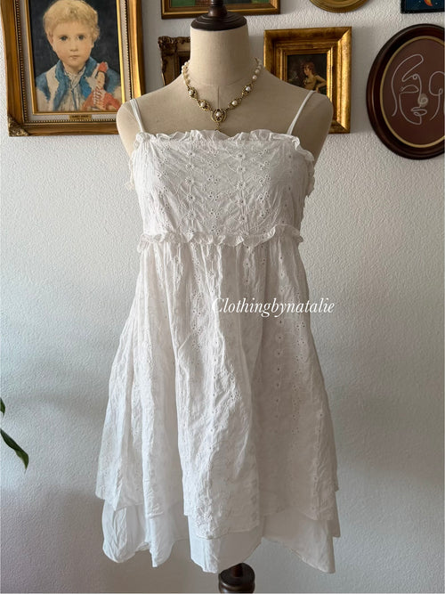 White Cotton Babydoll Dress size M