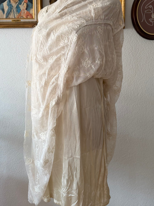 Cream Lace Nylon Babydoll size M