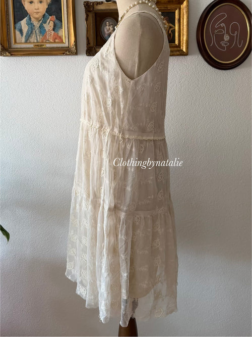 Cream Lace Nylon Babydoll size M