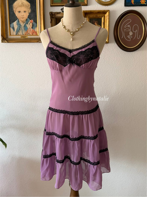 Black Purple Chiffon Babydoll Size S