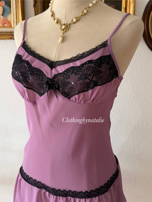 Black Purple Chiffon Babydoll Size S