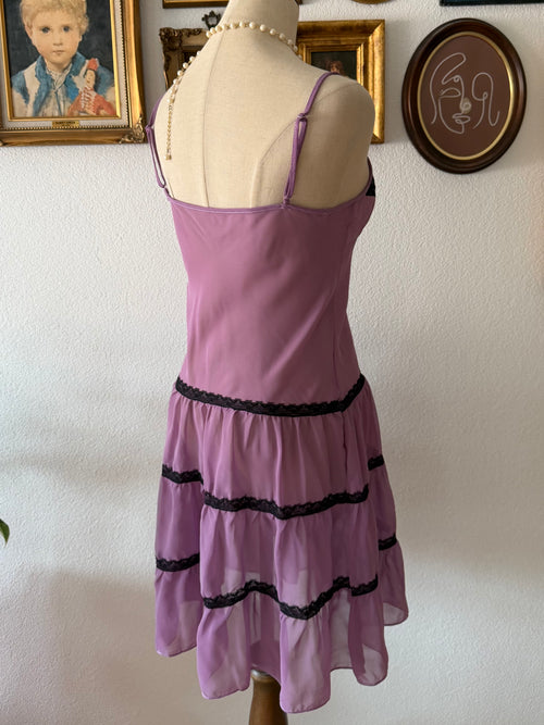 Black Purple Chiffon Babydoll Size S