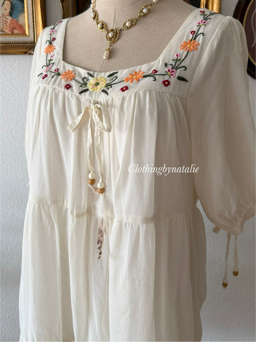 White Cotton Babydoll Dress size M
