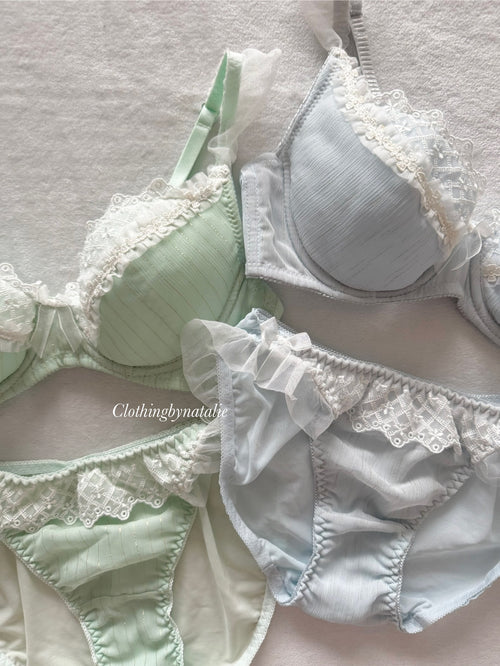 Japanese Blue Chiffon Lingerie Set Size 70C