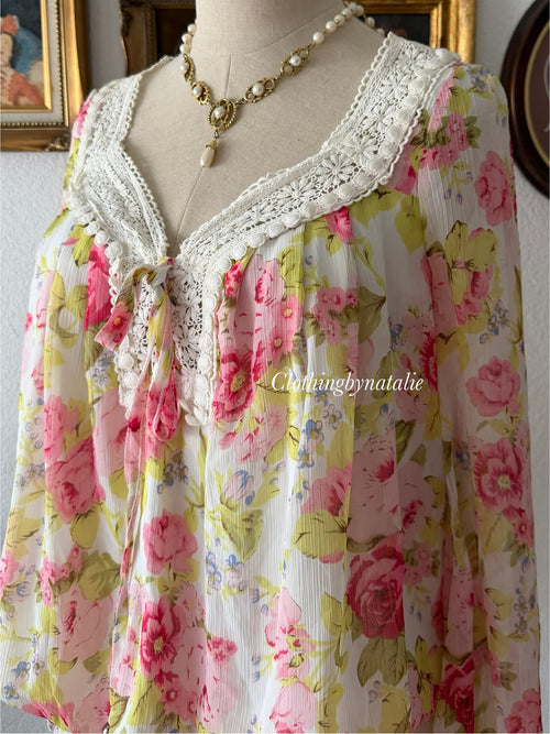 Y2K Pink Floral Babydoll size M