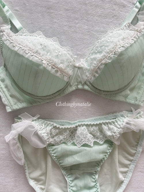 Japanese Green Chiffon Lingerie Set Size 70B