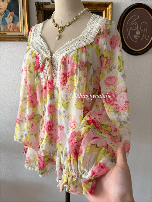 Y2K Pink Floral Babydoll size M
