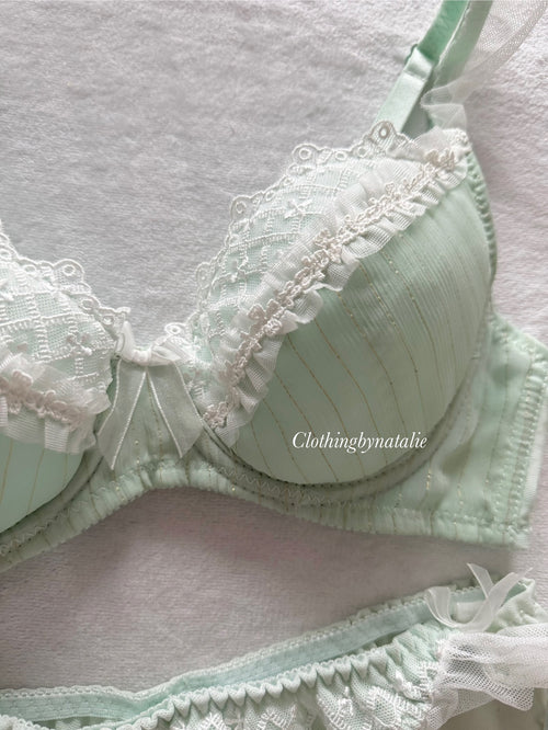 Japanese Green Chiffon Lingerie Set Size 70B