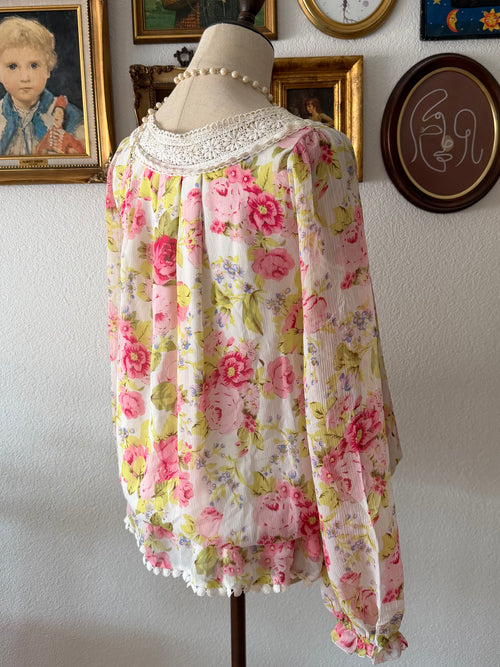 Y2K Pink Floral Babydoll size M