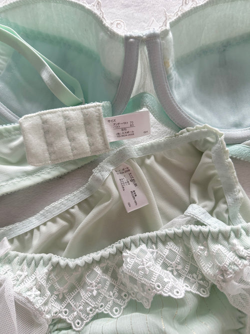 Japanese Green Chiffon Lingerie Set Size 70B