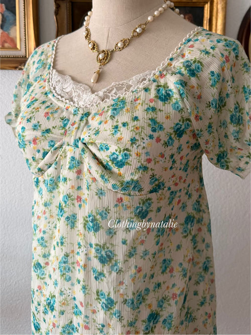 Green Floral Chiffon Babydoll Dress size S