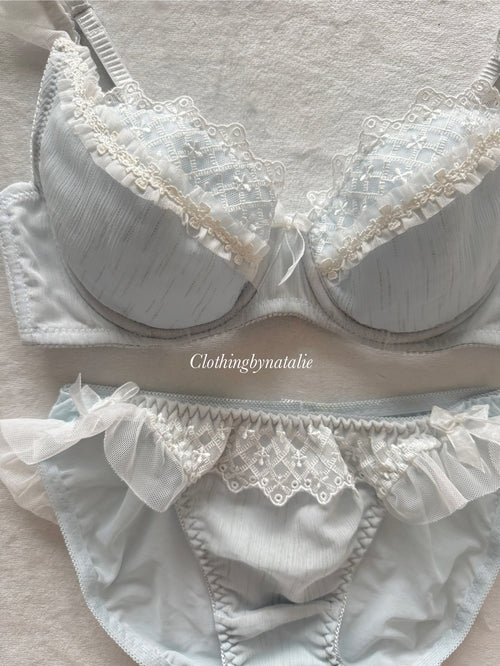 Japanese Blue Chiffon Lingerie Set Size 70C