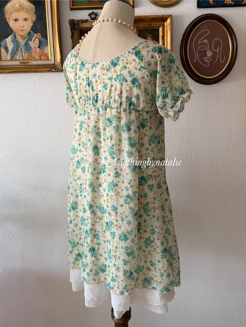 Green Floral Chiffon Babydoll Dress size S