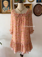 Orange Floral Chiffon Babydoll Dress size S/M